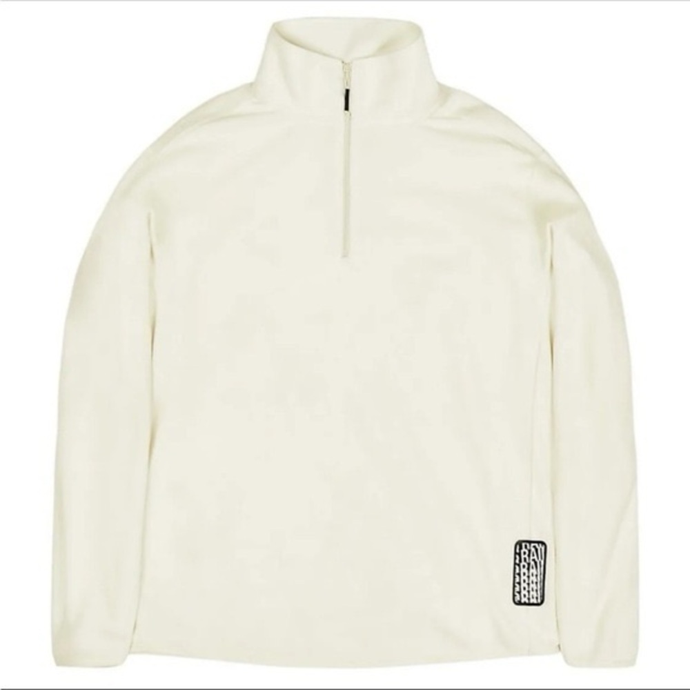 NWT Rains Thin Fleece Half Zip Pullover White/Cream Sweater Size Medium